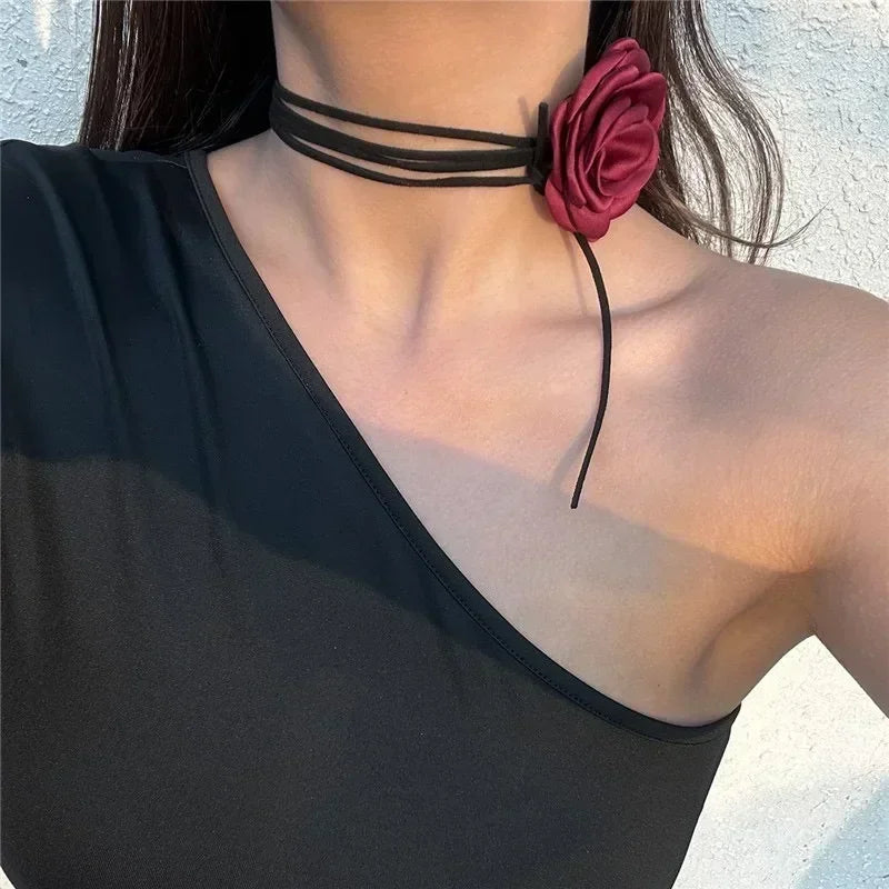 Women’s Jewelry Black Flower Choker Necklace | Elegant | Party | Wedding