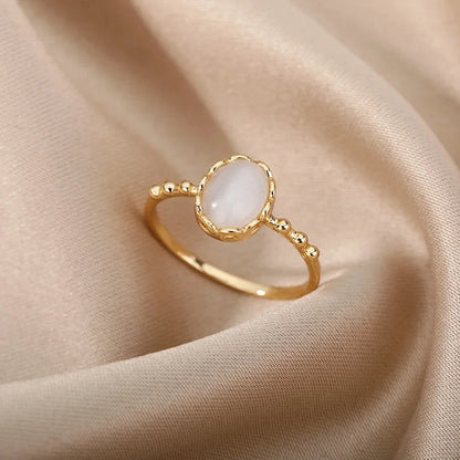 Women’s Jewelry Opal Geometric Open Ring | Aesthetic | Adjustable | Couple