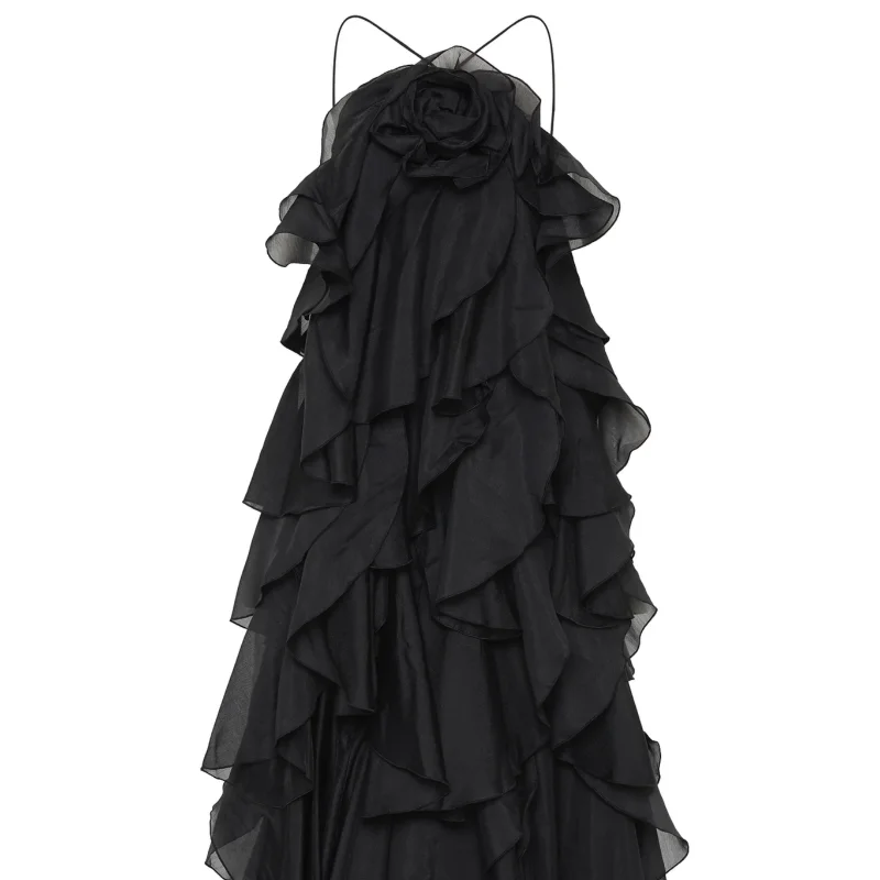 Women’s Ruffled Maxi Dress – Backless Sleeveless Slim Fit Summer Beach & Party Dress
