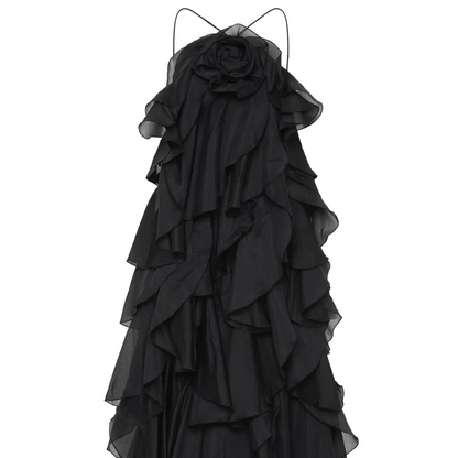 Women’s Ruffled Maxi Dress – Backless Sleeveless Slim Fit Summer Beach & Party Dress