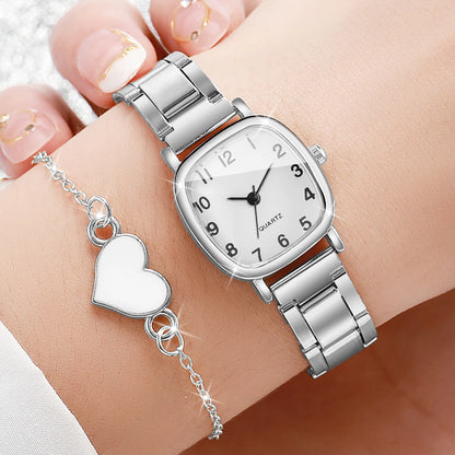 Women’s Watch Jewelry Set | Square Dial | Steel Band | Quartz