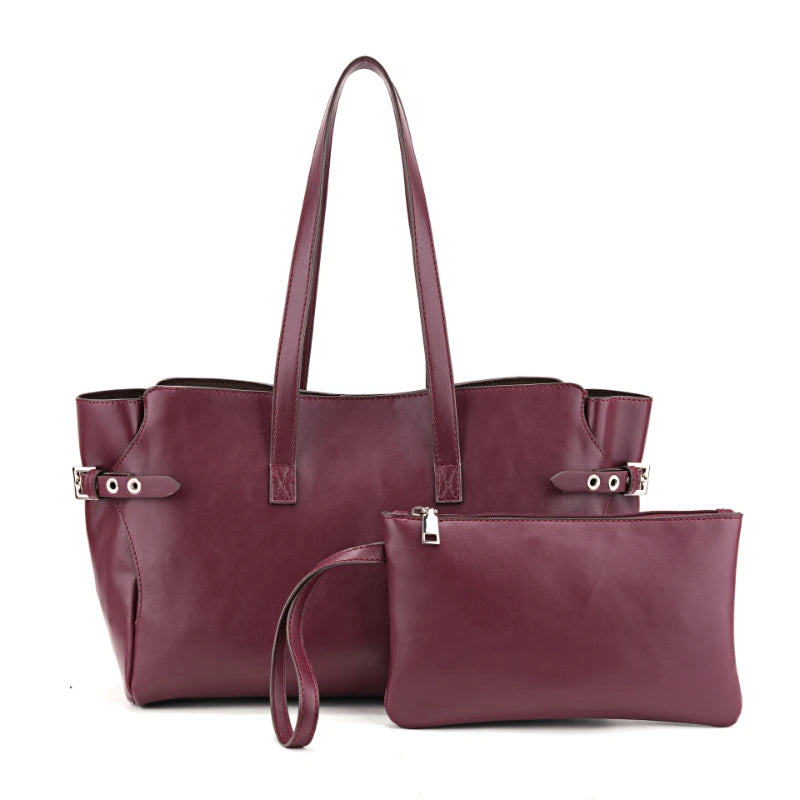 Women’s Tote Bag | Burgundy | Large Capacity | Two Piece Set