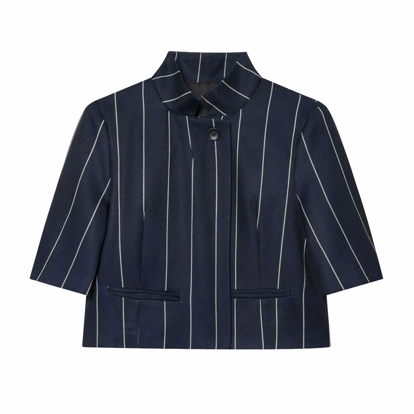 Women’s Two Piece Suit Set | Cropped Blazer | Straight Pants | Striped