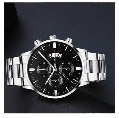 Men’s Luxury Quartz Watch – Business Wristwatch with Calendar and Bracelet Strap Jewelry Set