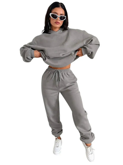 Women’s Autumn Winter Fleece Tracksuit Set – 2 Piece Casual Outfit