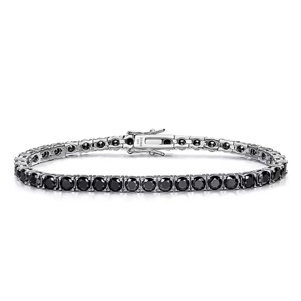 Women’s Black Moissanite Tennis Bracelet – 925 Sterling Silver Plated 18K Hip Hop Jewelry