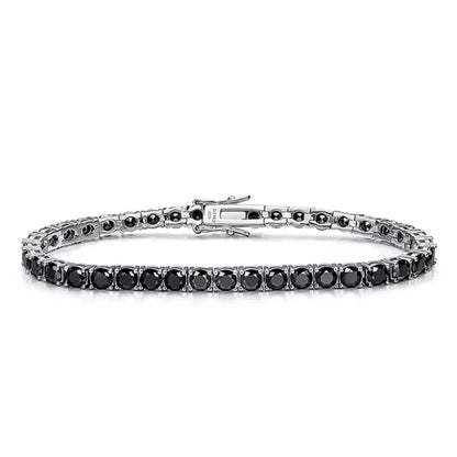 Women’s Black Moissanite Tennis Bracelet – 925 Sterling Silver Plated 18K Hip Hop Jewelry