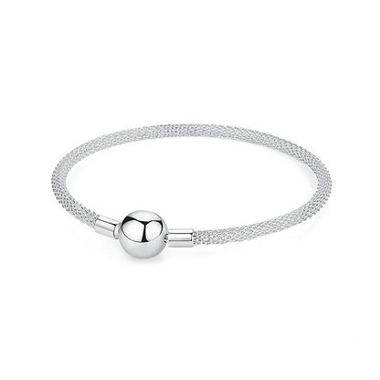 Women’s 925 Sterling Silver Bracelet – Rose Gold Snake Chain with Heart Charm Beads Jewelry