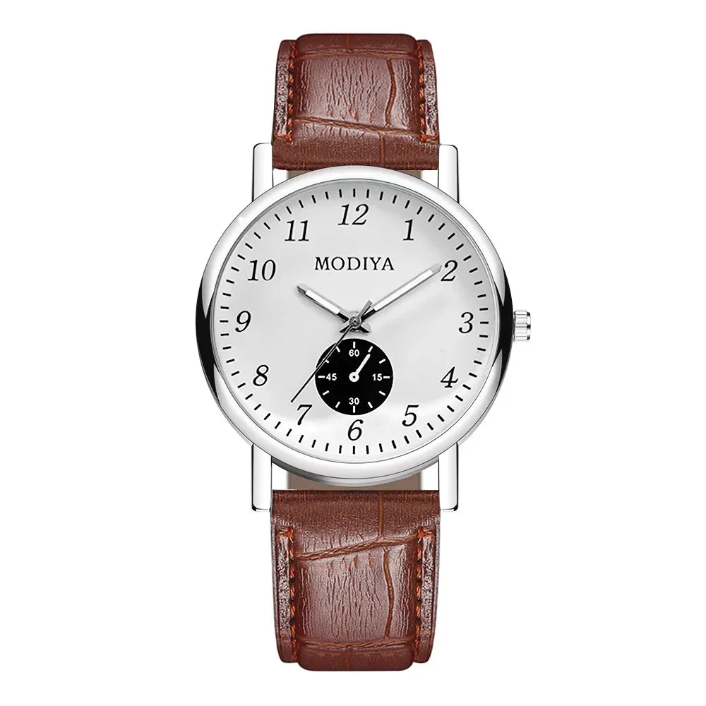 Men’s Luxury Leather Strap Watch – Business Analog Wristwatch, Casual Simple Style
