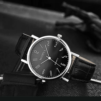 Men’s Luxury Leather Strap Watch – Business Analog Wristwatch, Casual Simple Style