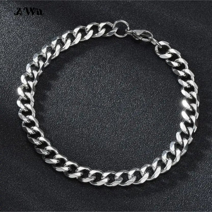 Men’s Stainless Steel Cuban Link Bracelet Jewelry – Unisex Curb Chain 3–11mm