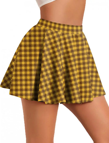 Women’s Retro Plaid Pleated Skirt Bottom – Y2K Vintage A-Line Mini School Uniform Style