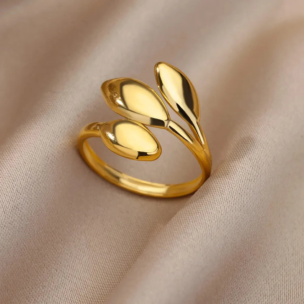 Women’s 316L Stainless Steel Geometric Open Ring – Gold Color Multilayer Vintage Waterproof Jewelry