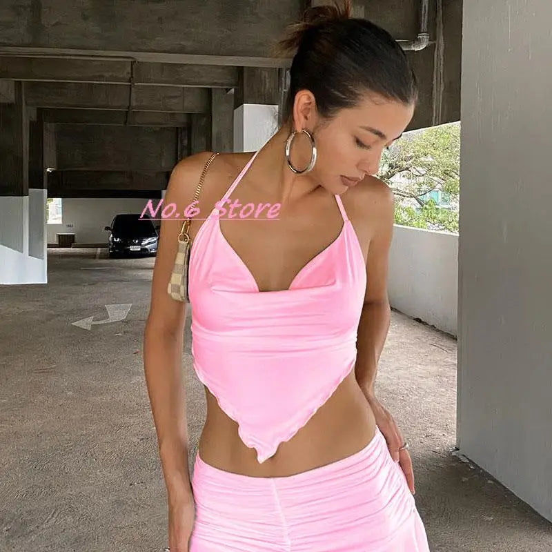 Women’s Sexy Slim Suspenders Crop Top | Backless Tube Camisole | Summer Basic Solid Sleeveless Top