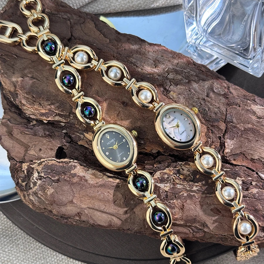 Women’s Oval Pearl Quartz Watch | French Romantic | Aesthetic | Luxury