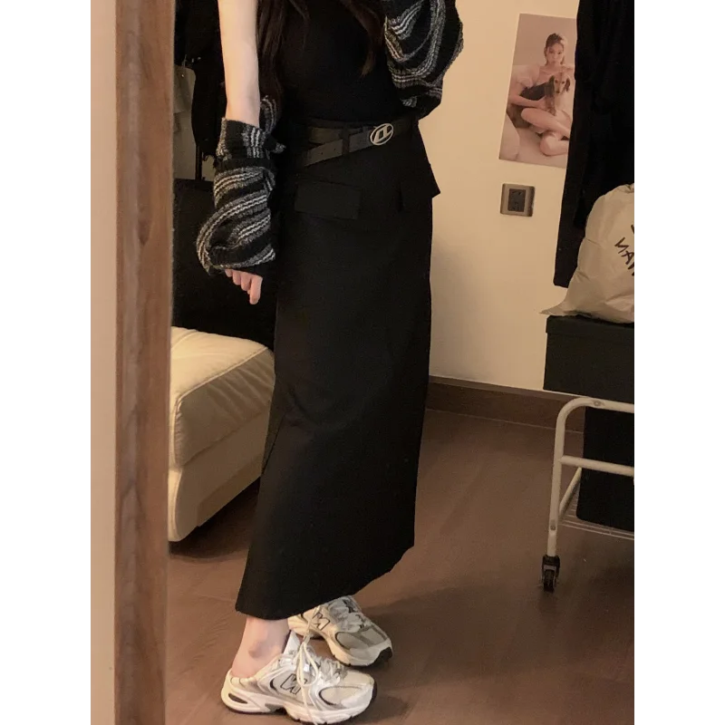 Women’s Retro High Waist Pencil Skirt Bottom – Slim Straight Long Skirt Autumn Style