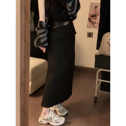 Women’s Retro High Waist Pencil Skirt Bottom – Slim Straight Long Skirt Autumn Style