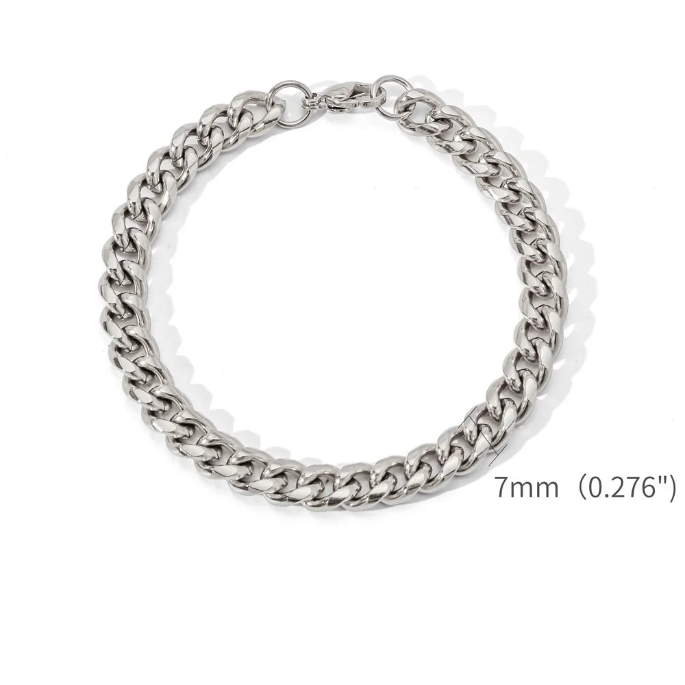 Men’s Gold Stainless Steel Cuban Chain Bracelet – Unisex Retro Hip Hop Jewelry