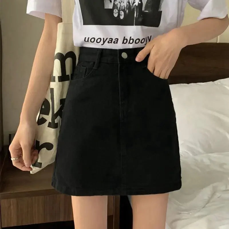 Women’s Denim Short Skirt Bottom – High Waist Tight Hip Mini Jeans Skirt Y2K Summer Fashion