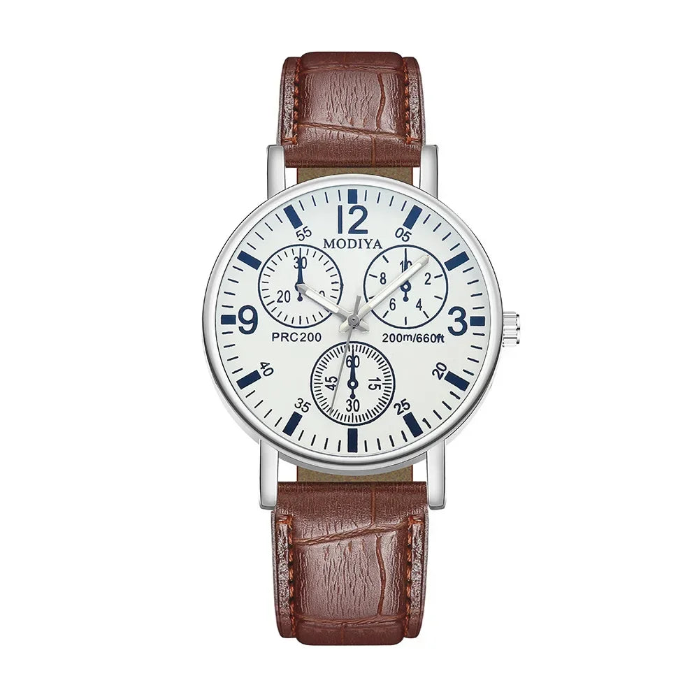 Men’s Luxury Leather Strap Watch – Business Analog Wristwatch, Casual Simple Style