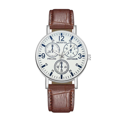 Men’s Luxury Leather Strap Watch – Business Analog Wristwatch, Casual Simple Style