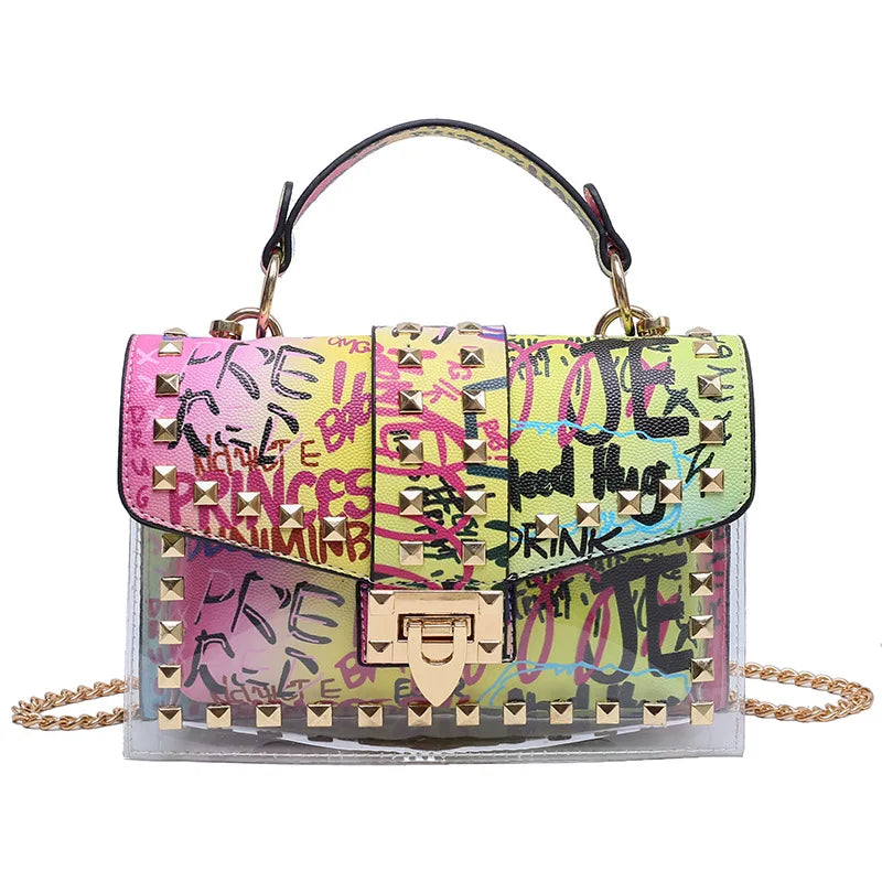 Women’s Crossbody Bag | Studded Graffiti | Fashion | Chic