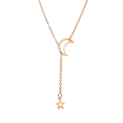 Women’s Jewelry Moon Star Pendant Choker Necklace | Minimal | Gold Tone | Party