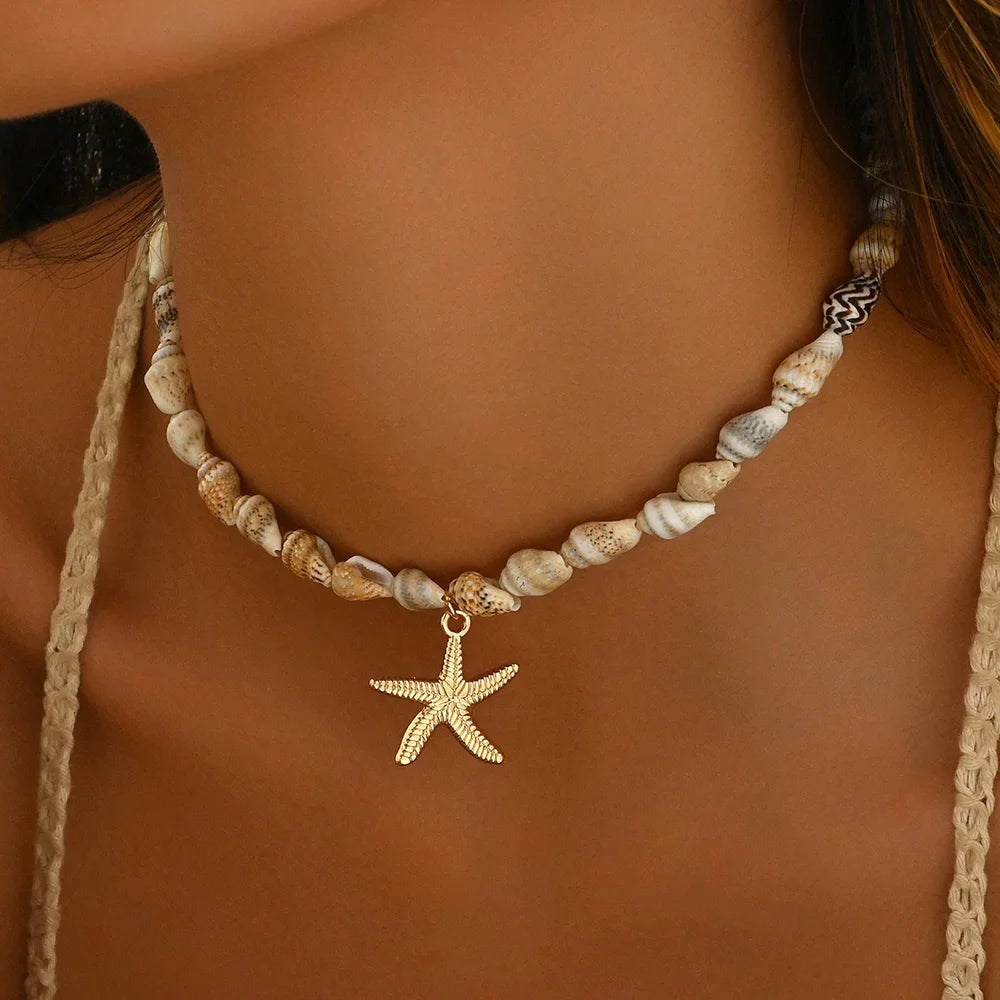 Women’s Jewelry Seashell Beaded Choker Necklace | Ocean Inspired | Holiday | Daily