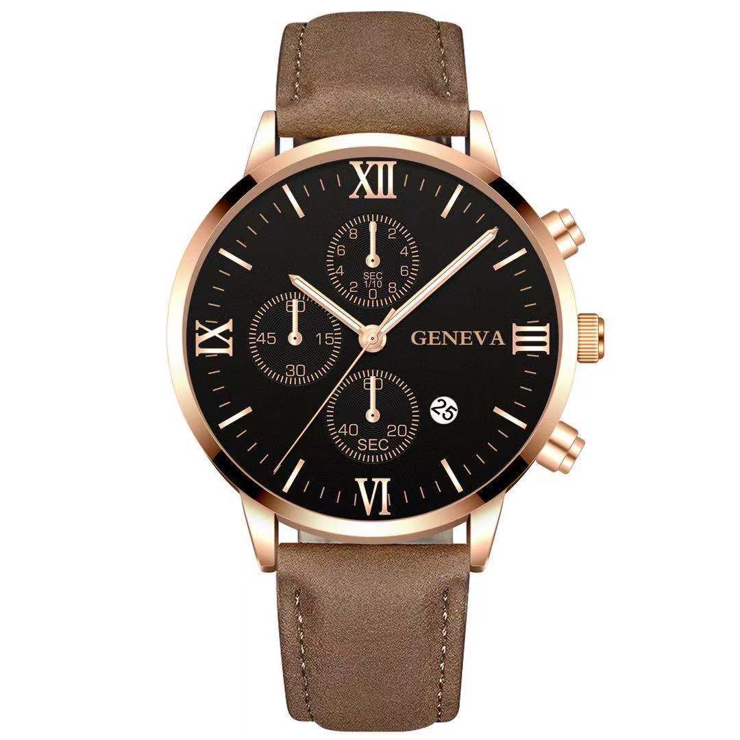 Men’s Luxury Quartz Sport Watch – Leather Strap Analog Wristwatch with Date