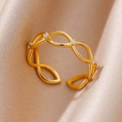 Women’s Stainless Steel Heart Ring – Gold Vintage Waterproof Jewelry Gift