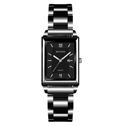 Men’s Luxury Rectangle Quartz Watch – Stainless Steel Business Casual Wristwatch
