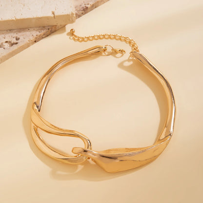 Women’s Jewelry Thick Torque Choker Necklace | Punk | Gold Tone | Statement