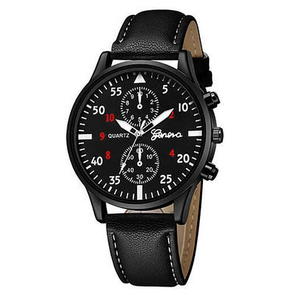 Men’s Luxury Watch Jewelry Set – Leather Strap Fashion Wristwatches Gift Pack with bracelet
