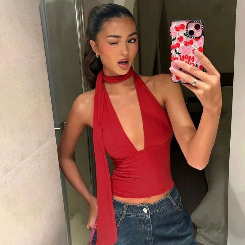 Women’s Sexy Bandage Tank Top | Summer Sleeveless Hollow V-Neck Party Club Top