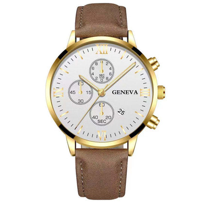 Men’s Luxury Quartz Sport Watch – Leather Strap Analog Wristwatch with Date
