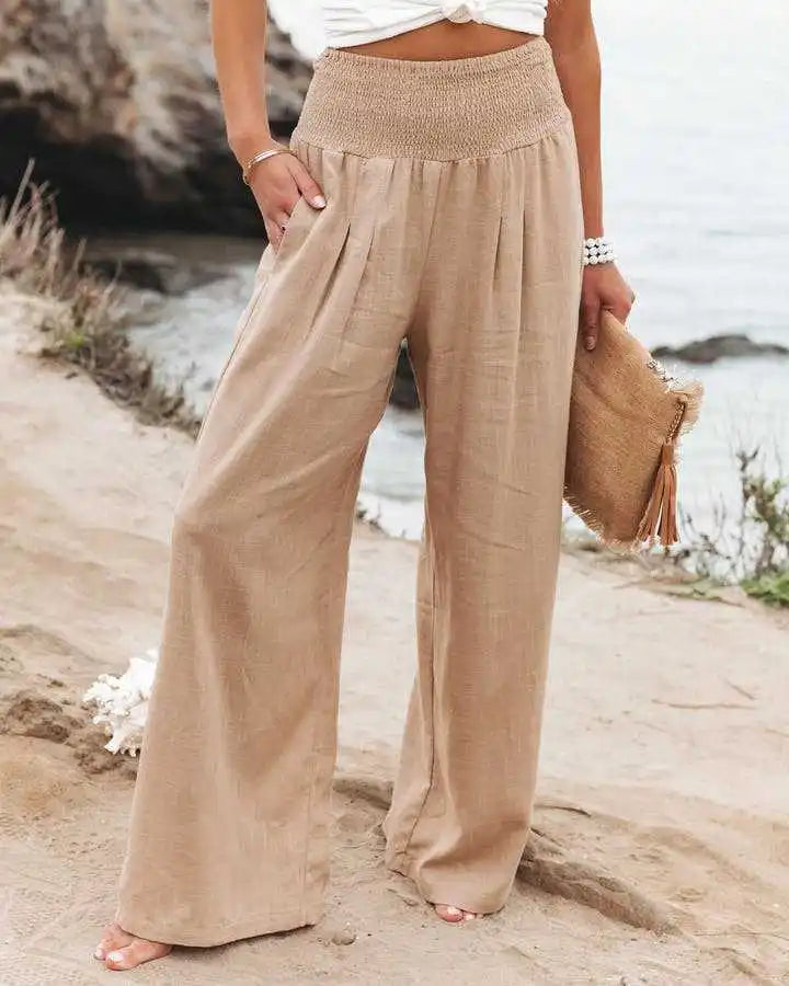 Women’s Casual Drawstring Bottom – Distressed Mid Waist Pants, Relaxed Everyday Street Style