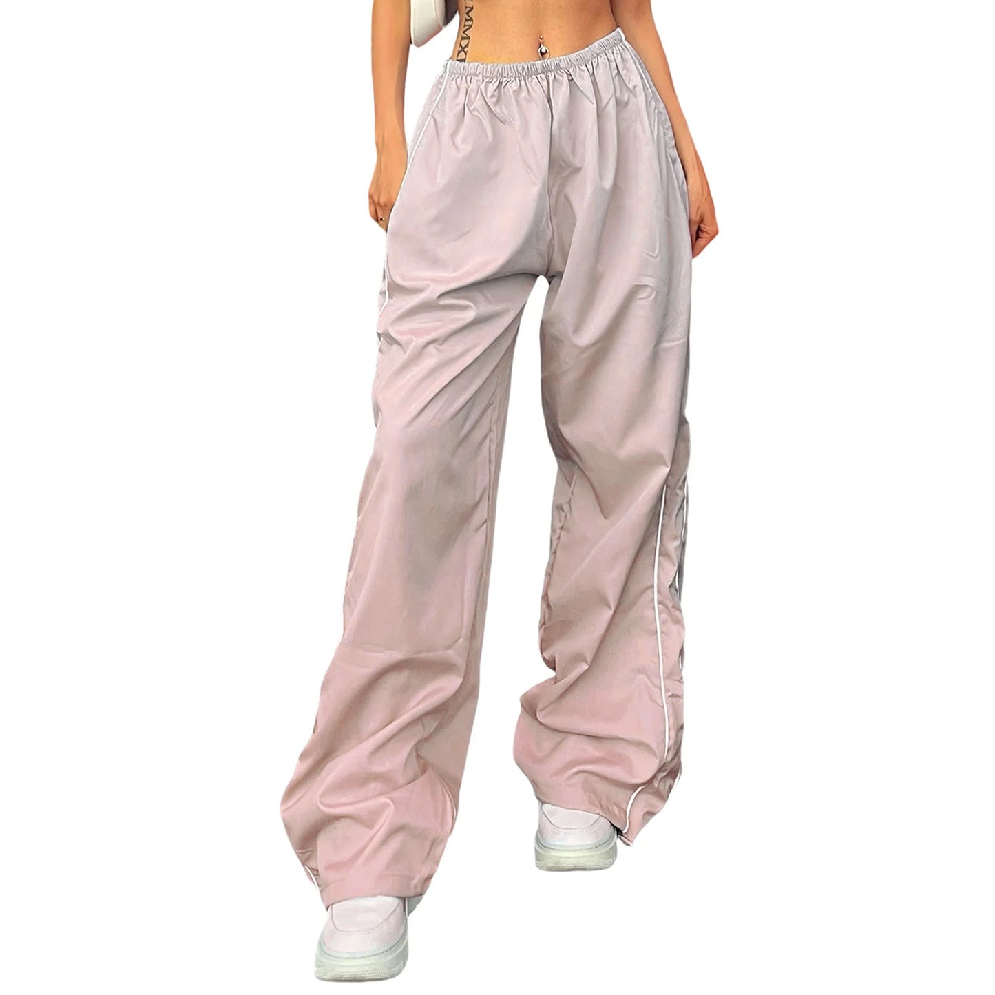 Women’s Y2K Elastic Waist Baggy Cargo Pants Bottom – Parachute Streetwear