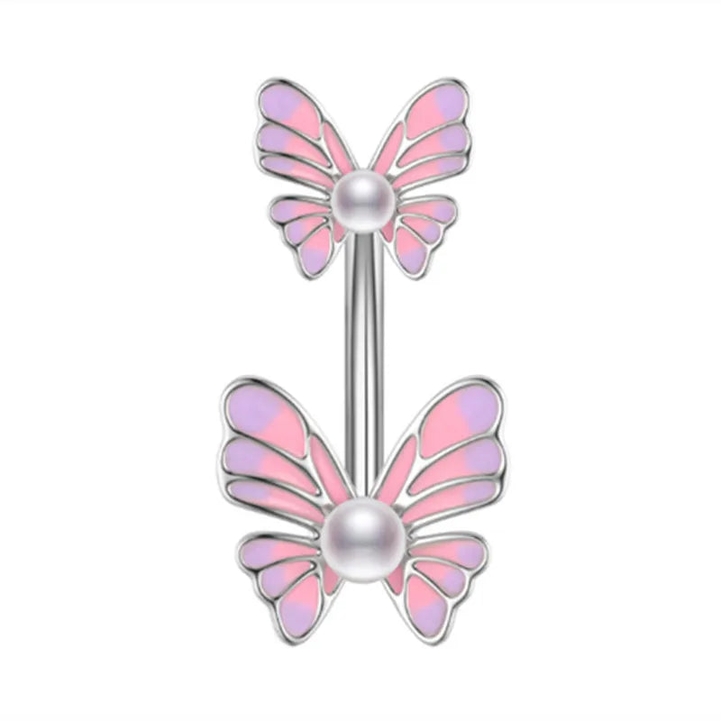 Women’s Pink Crown Heart Belly Button – Crystal Navel Piercing Jewelry
