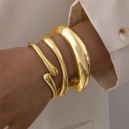 Women’s Jewelry Teardrop Cuff Bangle Bracelet | Minimal | Gold Or Silver Tone | Adjustable