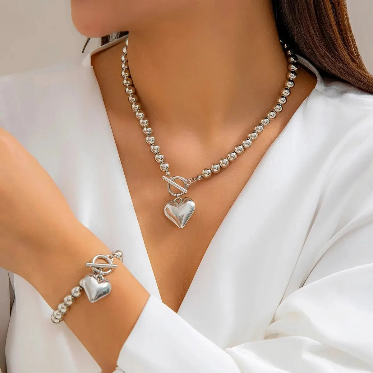 Women’s Jewelry Beaded Heart Jewelry Set | Vintage | Punk | OT Buckle