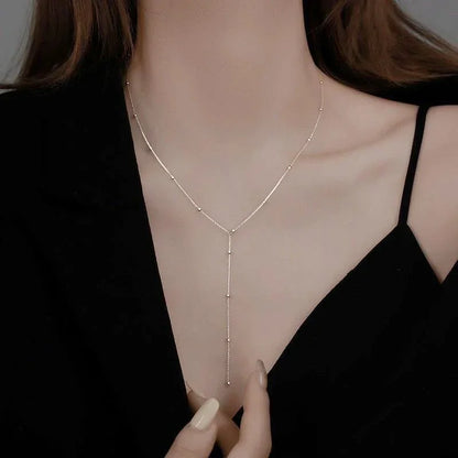 Women’s Jewelry Double Layer Tassel Choker Necklace | Minimal | Gold Tone | Geometric
