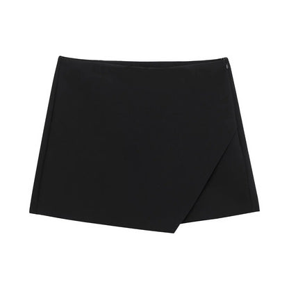 Women’s Elegant Mini Skirt Bottom – High Waist Asymmetric Hem Side Zipper Slim FIT Skorts