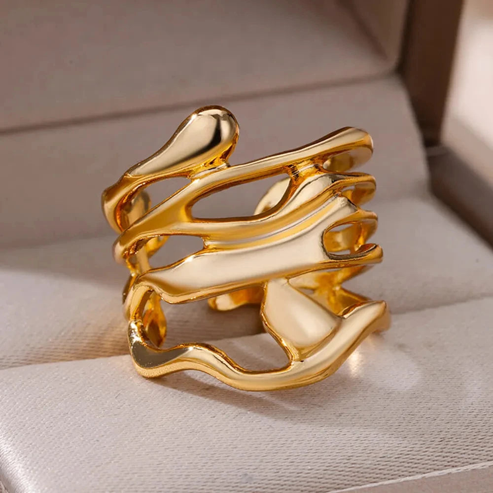 Women’s Jewelry Hollow Wide Ring | Statement | Gold Tone | Unisex