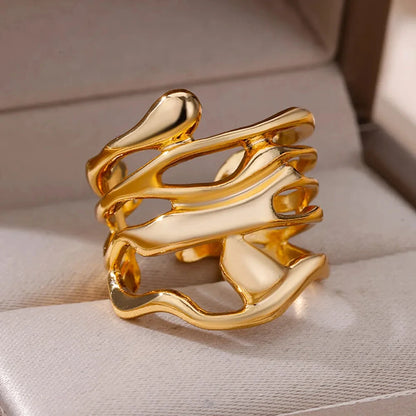 Women’s Jewelry Hollow Wide Ring | Statement | Gold Tone | Unisex