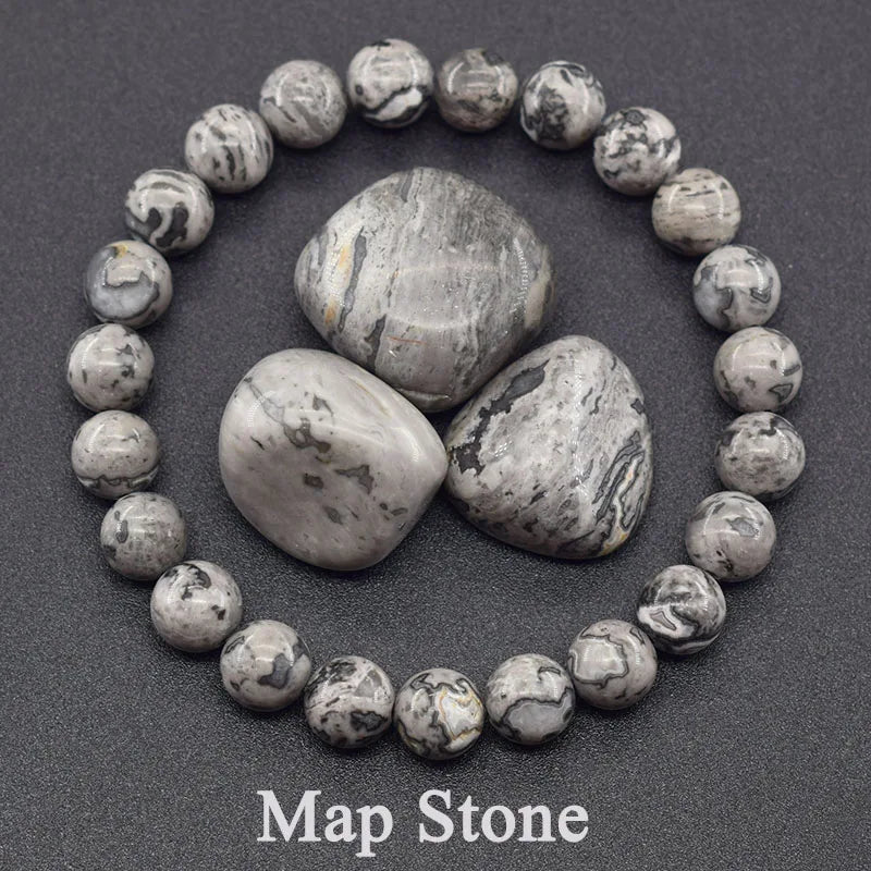 Women’s Natural Moss Agate Bead Bracelet – Healing Energy Stone Jewelry