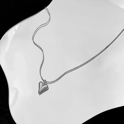 Women’s Jewelry Double Layer Heart Pendant Choker Necklace | Minimal | Silver Tone | Gift
