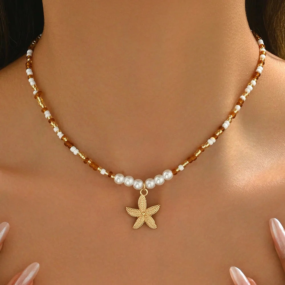 Women’s Jewelry Seashell Beaded Choker Necklace | Ocean Inspired | Holiday | Daily