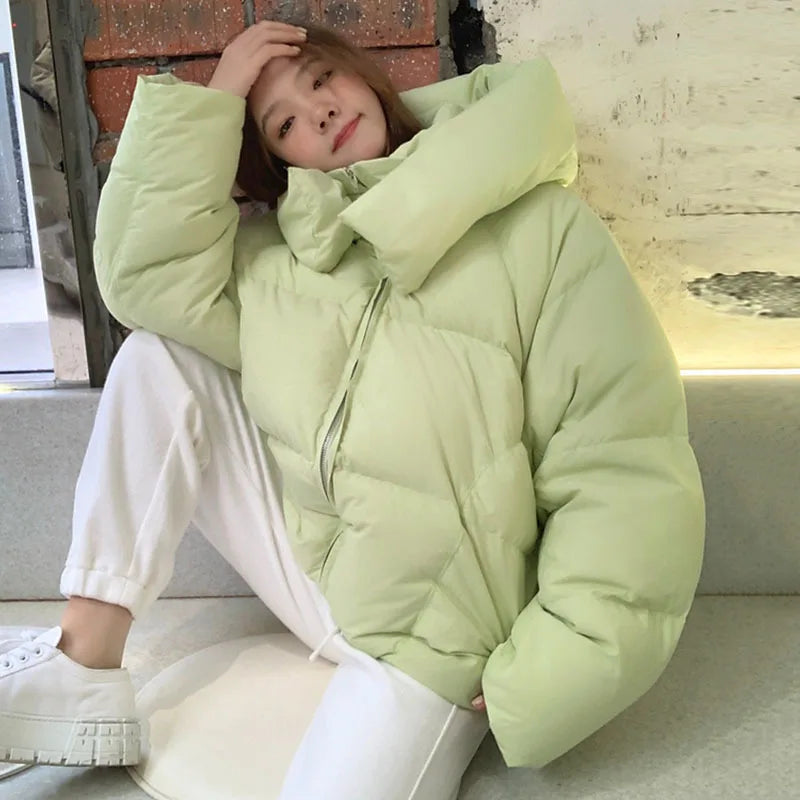 Women’s Oversized Puffer Jacket Outerwear – Short Hooded Jacket