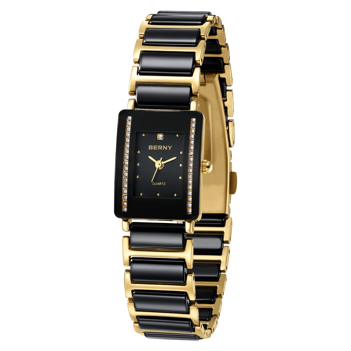 Women’s Rectangle Ceramic Quartz Watch | Luxury | Diamond Look | Unisex