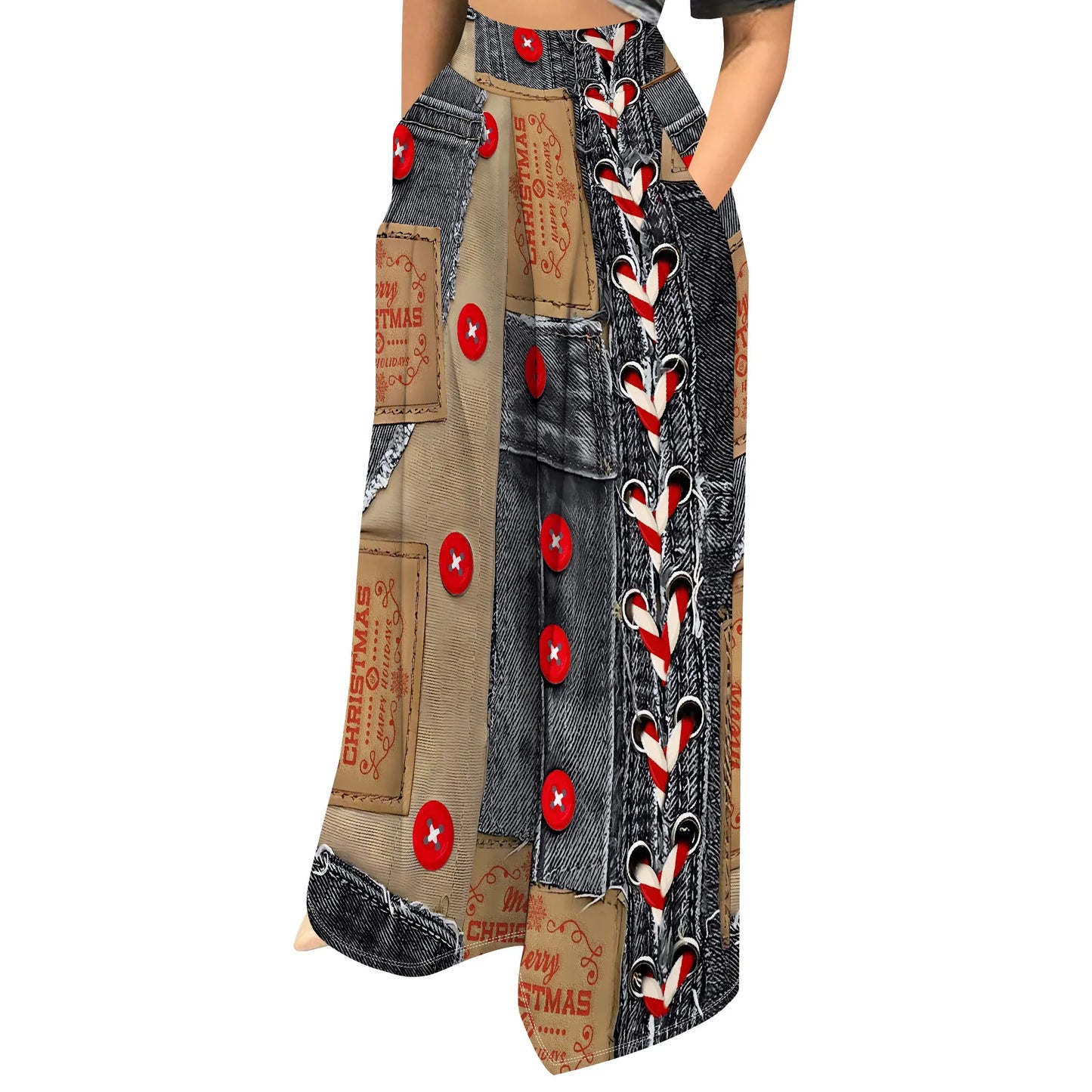 Women’s Camouflage Pants Bottom – High Waist Wide Leg Stretchy Loose Fit Trousers with Pockets